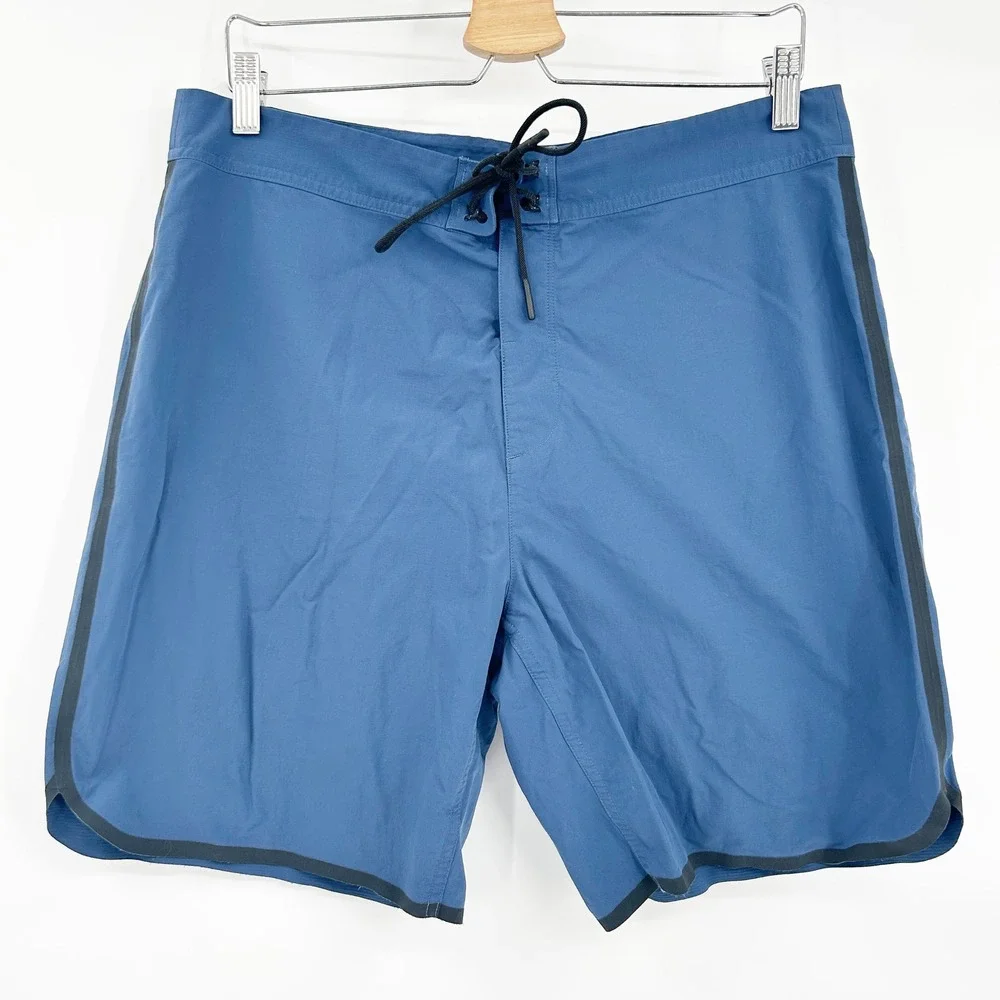 Hill City Mens Lace Up Surf Beach Summer Board Shorts Swim Trunks Size 34 Blue